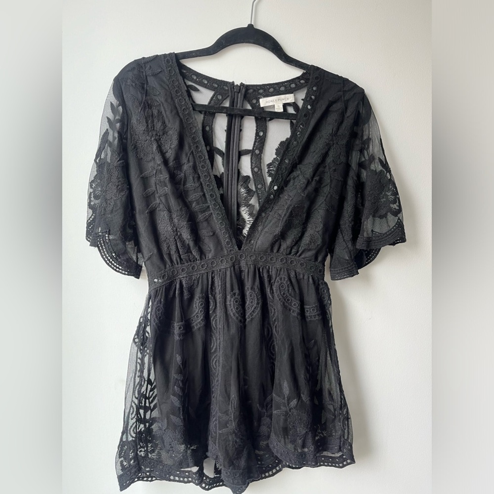 Honey punch lace romper